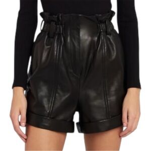 EUC/LIKE NEW IRO Fujika Belted High Rise Pleated Lambskin Shorts - Size FR 34